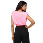  Padded Shoulder Cropped Tee